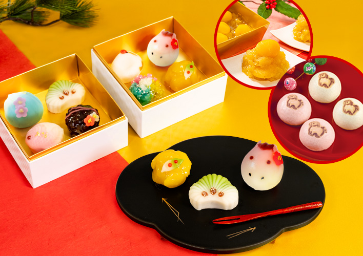 ブラウンお盆付き　お正月　食卓準備okセット　2名様分　映え　華やかなお祝いの席 おせち上生セット2026