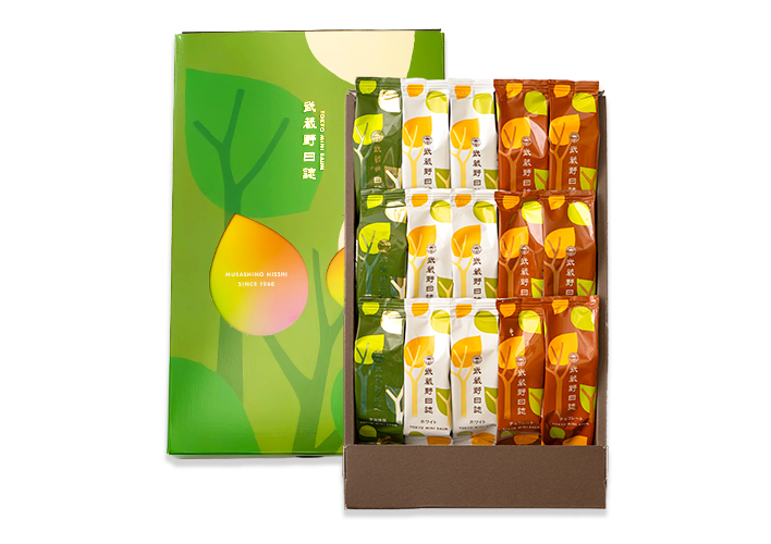 武蔵野日誌三昧（ﾁｮｺ･ﾎﾜｲﾄ･宇治抹茶）15個入