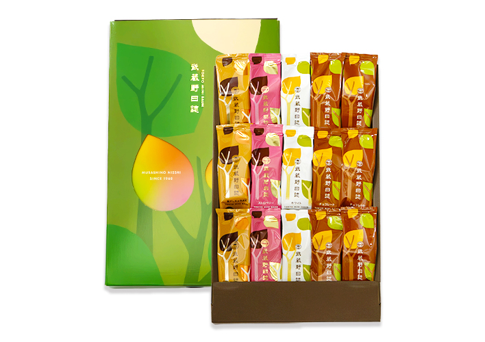 武蔵野日誌しあわせ（ﾁｮｺ･ﾎﾜｲﾄ･ｽﾄﾛﾍﾞﾘｰ･焦がしｷｬﾗﾒﾙ）15個入