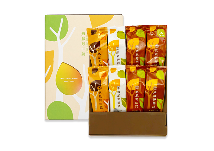 武蔵野日誌三昧[秋]（ﾁｮｺ･ﾎﾜｲﾄ･焦がしｷｬﾗﾒﾙ）8個入