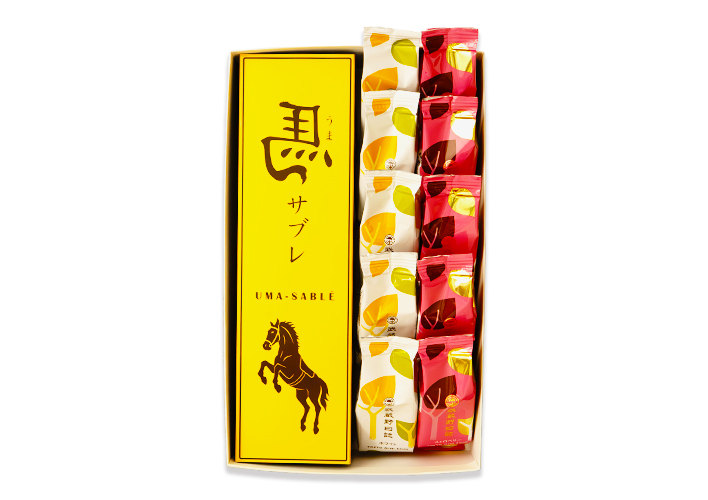 レーシングサラブレッドサブレをリニューアルしました。左馬モチーフで縁起の良いサブレです。